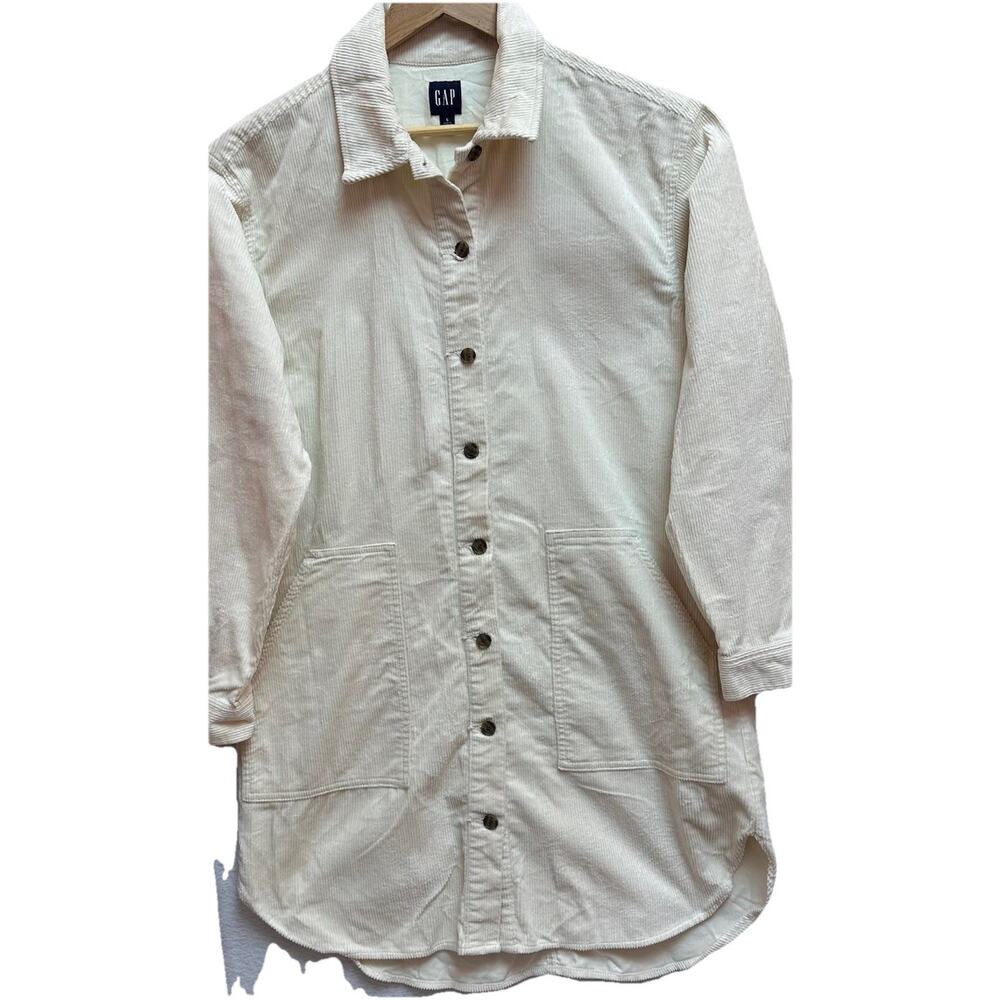 GAP Tunic Women Small Corduroy Wide Wale Shirt Dress Button Front Long Sleeve